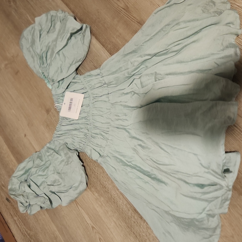 Elegant Puff Sleeve Dress in Soft Blue